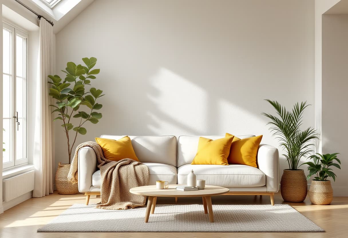 Bright modern living room with natural light